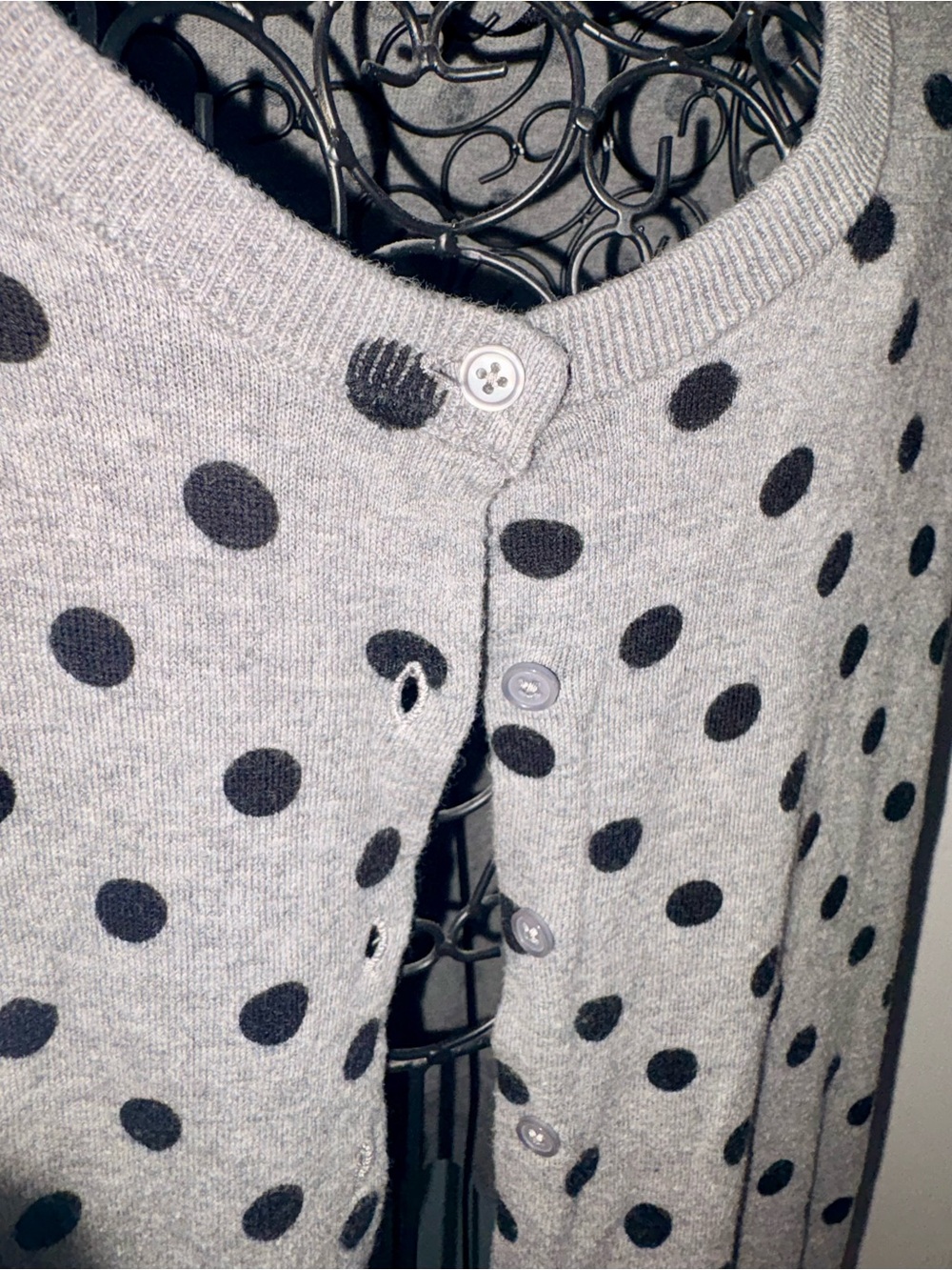 Torrid Gray Cardigan with Black Polka Dot Print size 3 - Picture 4 of 5